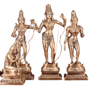 Brass Ram Darbar Antique Set | Lord Ram 23" with Family | Heritage Finish Divine Art | 27 kg Temple Grade Murti | Handcrafted Traditional Collection